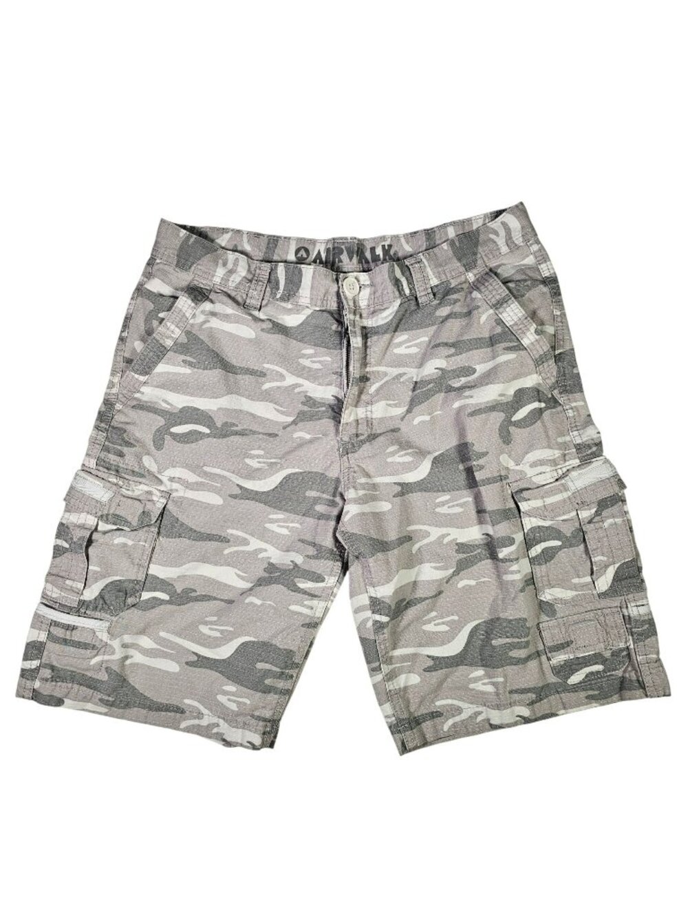 Airwalk Cargo Shorts Men's Size 34x10" Gray Camoflage Y2K Skater